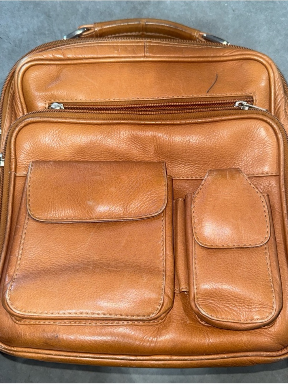 Women's Crossbody Organizer Bag in Tan Leather